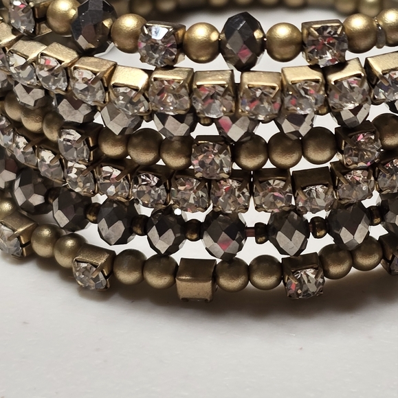 Gold Tone Beaded with Bling Coil Bracelet - Picture 2 of 3